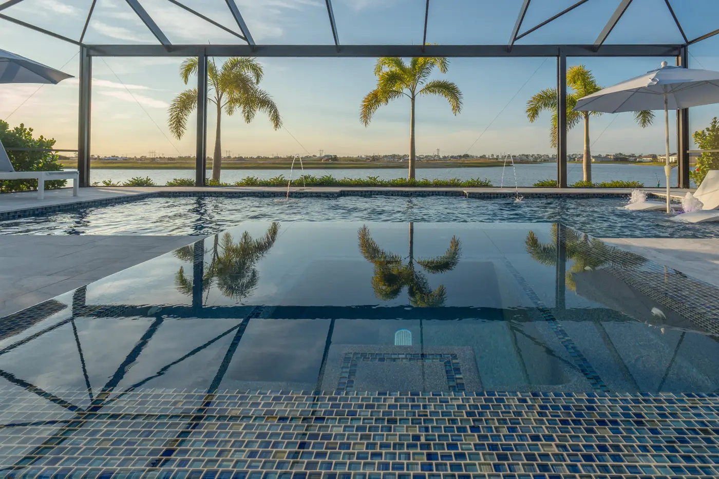 Modern geometric pool with clean lines
